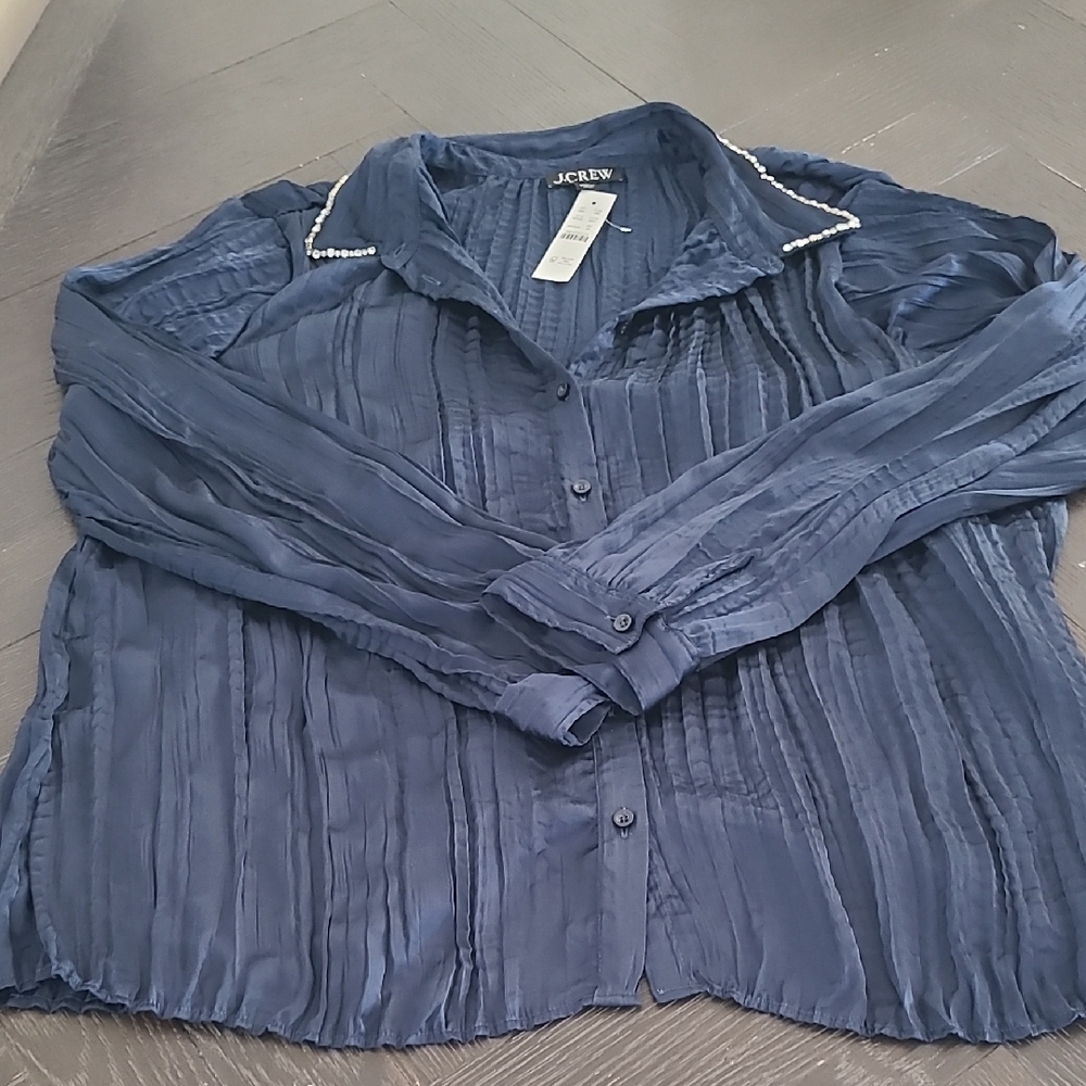 NWT J. Crew Crystal Collar Top